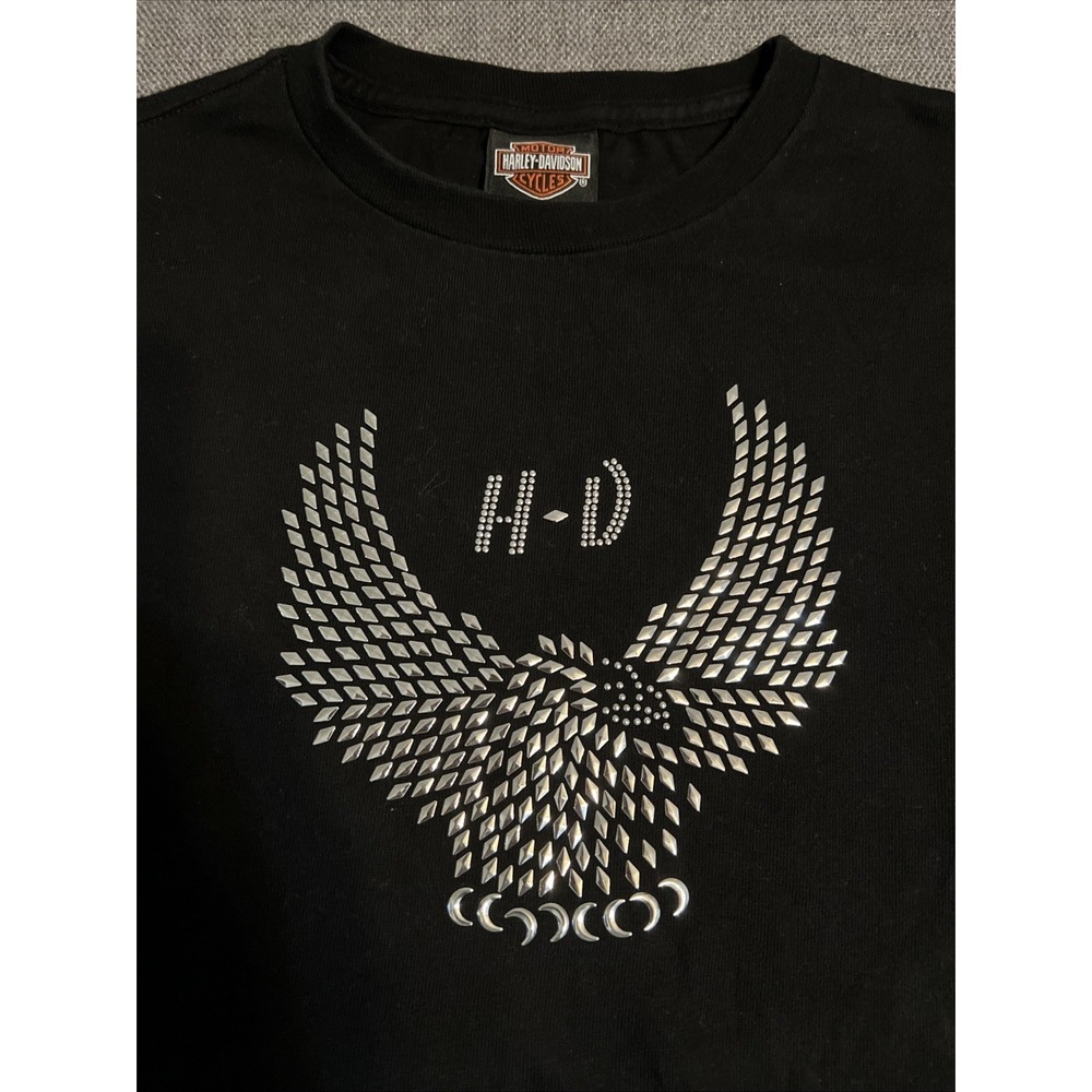Vintage Harley Davidson Studded Long Sleeve T-Shirt Women's M Black - Picture 2 of 11